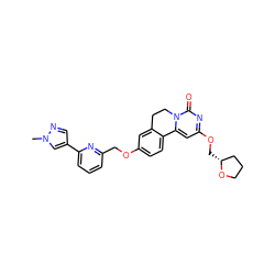 Cn1cc(-c2cccc(COc3ccc4c(c3)CCn3c-4cc(OC[C@@H]4CCCO4)nc3=O)n2)cn1 ZINC000209703453