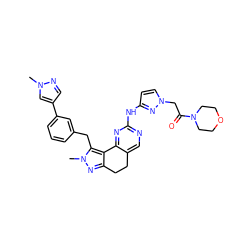 Cn1cc(-c2cccc(Cc3c4c(nn3C)CCc3cnc(Nc5ccn(CC(=O)N6CCOCC6)n5)nc3-4)c2)cn1 ZINC000224941592