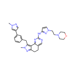 Cn1cc(-c2cccc(Cc3c4c(nn3C)CCc3cnc(Nc5ccn(CCN6CCOCC6)n5)nc3-4)c2)cn1 ZINC000205267904