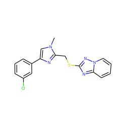 Cn1cc(-c2cccc(Cl)c2)nc1CSc1nc2ccccn2n1 ZINC000113423991