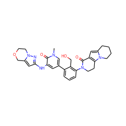 Cn1cc(-c2cccc(N3CCc4c(cc5n4CCCC5)C3=O)c2CO)cc(Nc2cc3n(n2)CCOC3)c1=O ZINC000116055211