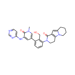 Cn1cc(-c2cccc(N3CCc4c(cc5n4CCCC5)C3=O)c2CO)cc(Nc2ccncn2)c1=O ZINC000116053693