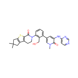 Cn1cc(-c2cccc(N3CCc4c(sc5c4CC(C)(C)C5)C3=O)c2CO)cc(Nc2ccncn2)c1=O ZINC000072318153