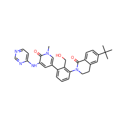 Cn1cc(-c2cccc(N3CCc4cc(C(C)(C)C)ccc4C3=O)c2CO)cc(Nc2ccncn2)c1=O ZINC001772619194