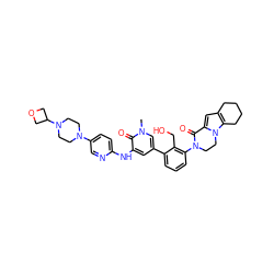 Cn1cc(-c2cccc(N3CCn4c(cc5c4CCCC5)C3=O)c2CO)cc(Nc2ccc(N3CCN(C4COC4)CC3)cn2)c1=O ZINC000116055557