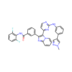 Cn1cc(-c2cccc(Nc3nccc(-c4c(-c5cccc(C(=O)Nc6c(F)cccc6F)c5)nc5ccccn45)n3)c2)cn1 ZINC000113542265