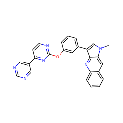 Cn1cc(-c2cccc(Oc3nccc(-c4cncnc4)n3)c2)c2nc3ccccc3cc21 ZINC000299834935