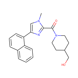 Cn1cc(-c2cccc3ccccc23)nc1C(=O)N1CCC(CO)CC1 ZINC001772623606