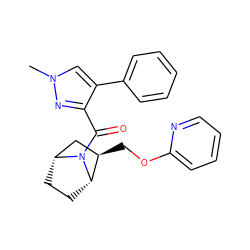 Cn1cc(-c2ccccc2)c(C(=O)N2[C@H]3CC[C@@H]2C[C@H]3COc2ccccn2)n1 ZINC000226037754