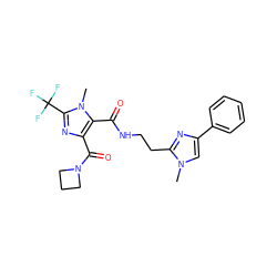 Cn1cc(-c2ccccc2)nc1CCNC(=O)c1c(C(=O)N2CCC2)nc(C(F)(F)F)n1C ZINC000144110575