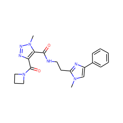 Cn1cc(-c2ccccc2)nc1CCNC(=O)c1c(C(=O)N2CCC2)nnn1C ZINC000144098363