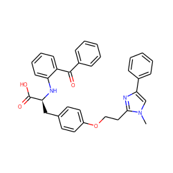 Cn1cc(-c2ccccc2)nc1CCOc1ccc(C[C@H](Nc2ccccc2C(=O)c2ccccc2)C(=O)O)cc1 ZINC000012358076