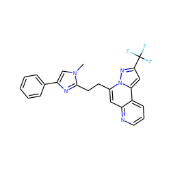 Cn1cc(-c2ccccc2)nc1CCc1cc2ncccc2c2cc(C(F)(F)F)nn12 ZINC000299827603