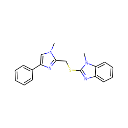 Cn1cc(-c2ccccc2)nc1CSc1nc2ccccc2n1C ZINC000113421843