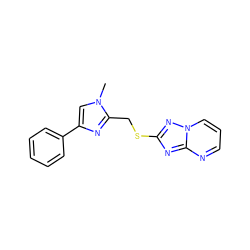 Cn1cc(-c2ccccc2)nc1CSc1nc2ncccn2n1 ZINC000113420397