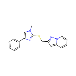 Cn1cc(-c2ccccc2)nc1SCc1cc2ccccn2n1 ZINC000113419602