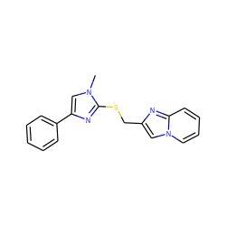 Cn1cc(-c2ccccc2)nc1SCc1cn2ccccc2n1 ZINC000113420350