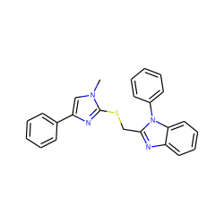 Cn1cc(-c2ccccc2)nc1SCc1nc2ccccc2n1-c1ccccc1 ZINC000113424556