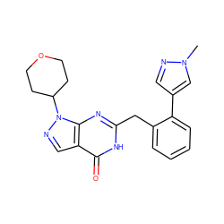 Cn1cc(-c2ccccc2Cc2nc3c(cnn3C3CCOCC3)c(=O)[nH]2)cn1 ZINC000169699878