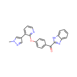 Cn1cc(-c2cccnc2Oc2ccc(C(=O)c3nc4ccccc4[nH]3)cc2)cn1 ZINC000139347001