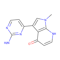 Cn1cc(-c2ccnc(N)n2)c2c(=O)cc[nH]c21 ZINC000029135069