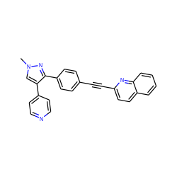 Cn1cc(-c2ccncc2)c(-c2ccc(C#Cc3ccc4ccccc4n3)cc2)n1 ZINC000205927853