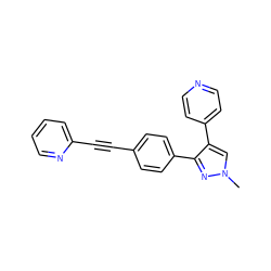 Cn1cc(-c2ccncc2)c(-c2ccc(C#Cc3ccccn3)cc2)n1 ZINC000205636201