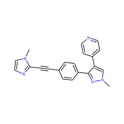 Cn1cc(-c2ccncc2)c(-c2ccc(C#Cc3nccn3C)cc2)n1 ZINC000209443643