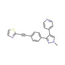 Cn1cc(-c2ccncc2)c(-c2ccc(C#Cc3nccs3)cc2)n1 ZINC000209452375