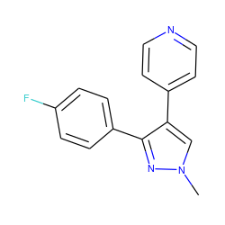 Cn1cc(-c2ccncc2)c(-c2ccc(F)cc2)n1 ZINC000096283193