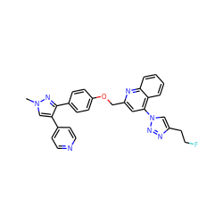 Cn1cc(-c2ccncc2)c(-c2ccc(OCc3cc(-n4cc(CCF)nn4)c4ccccc4n3)cc2)n1 ZINC000473152883