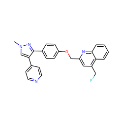 Cn1cc(-c2ccncc2)c(-c2ccc(OCc3cc(CF)c4ccccc4n3)cc2)n1 ZINC000473145917