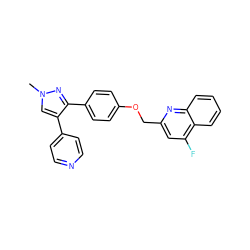 Cn1cc(-c2ccncc2)c(-c2ccc(OCc3cc(F)c4ccccc4n3)cc2)n1 ZINC000473149156