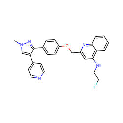 Cn1cc(-c2ccncc2)c(-c2ccc(OCc3cc(NCCF)c4ccccc4n3)cc2)n1 ZINC000473153249