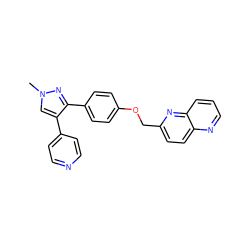 Cn1cc(-c2ccncc2)c(-c2ccc(OCc3ccc4ncccc4n3)cc2)n1 ZINC001772646759