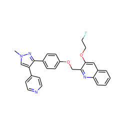 Cn1cc(-c2ccncc2)c(-c2ccc(OCc3nc4ccccc4cc3OCCF)cc2)n1 ZINC000473153280