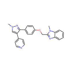 Cn1cc(-c2ccncc2)c(-c2ccc(OCc3nc4ccccc4n3C)cc2)n1 ZINC000043058874