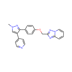 Cn1cc(-c2ccncc2)c(-c2ccc(OCc3nc4ccccn4n3)cc2)n1 ZINC000043014542