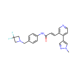 Cn1cc(-c2ccncc2/C=C/C(=O)Nc2ccc(CN3CC(F)(F)C3)cc2)cn1 ZINC001772605698