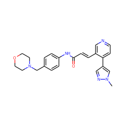 Cn1cc(-c2ccncc2/C=C/C(=O)Nc2ccc(CN3CCOCC3)cc2)cn1 ZINC001772614806