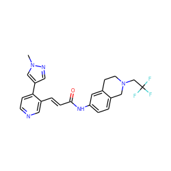 Cn1cc(-c2ccncc2/C=C/C(=O)Nc2ccc3c(c2)CCN(CC(F)(F)F)C3)cn1 ZINC001772632082