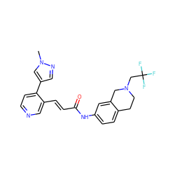 Cn1cc(-c2ccncc2/C=C/C(=O)Nc2ccc3c(c2)CN(CC(F)(F)F)CC3)cn1 ZINC001772640533