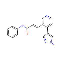 Cn1cc(-c2ccncc2/C=C/C(=O)Nc2ccccc2)cn1 ZINC000584627468