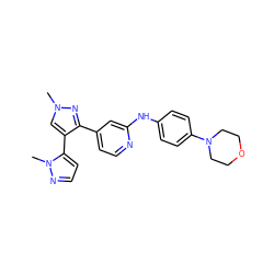 Cn1cc(-c2ccnn2C)c(-c2ccnc(Nc3ccc(N4CCOCC4)cc3)c2)n1 ZINC000071341955