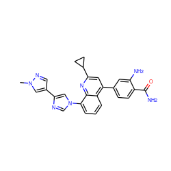 Cn1cc(-c2cn(-c3cccc4c(-c5ccc(C(N)=O)c(N)c5)cc(C5CC5)nc34)cn2)cn1 ZINC000145524135