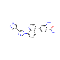 Cn1cc(-c2cn(-c3cccc4c(-c5ccc(C(N)=O)c(N)c5)ccnc34)cn2)cn1 ZINC000145633125