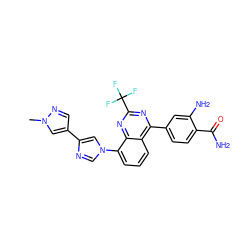 Cn1cc(-c2cn(-c3cccc4c(-c5ccc(C(N)=O)c(N)c5)nc(C(F)(F)F)nc34)cn2)cn1 ZINC000145578960