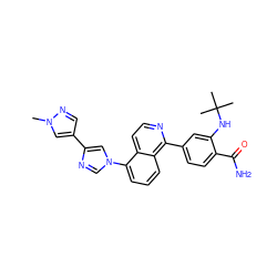 Cn1cc(-c2cn(-c3cccc4c(-c5ccc(C(N)=O)c(NC(C)(C)C)c5)nccc34)cn2)cn1 ZINC000145572530