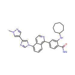 Cn1cc(-c2cn(-c3cccc4c(-c5ccc(C(N)=O)c(NC6CCCCCC6)c5)nccc34)cn2)cn1 ZINC000145566840