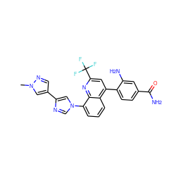 Cn1cc(-c2cn(-c3cccc4c(-c5ccc(C(N)=O)cc5N)cc(C(F)(F)F)nc34)cn2)cn1 ZINC000145580245